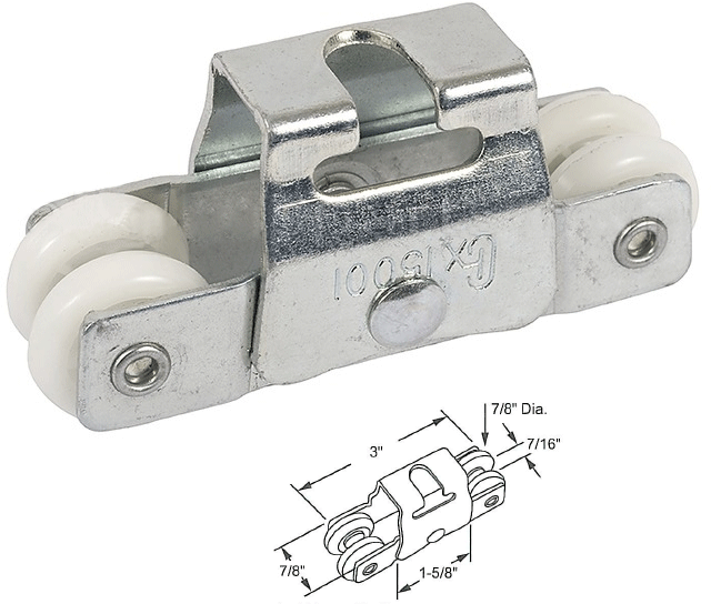 Closet Door Roller Bracket with Four 7/8" Round Edge Nylon Rollers for