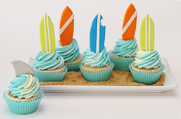 Surfboard Cupcake Toppers Satin Ice