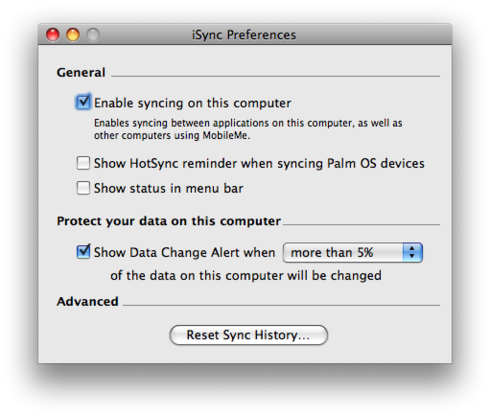 iSync Preferences