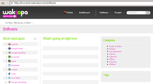 Wakoopa Softwarepage in Epiphany