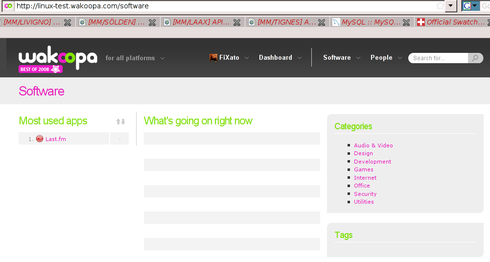 Wakoopa Softwarepage in Firefox 3