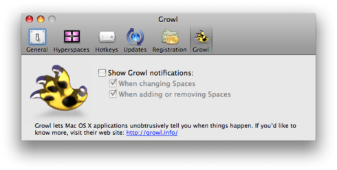 Image of the new Growl preferences in Hyperspaces.