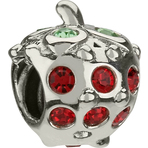 Chamilia Strawberry Red & Light Green Swarovski Bead
