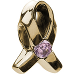 Chamilia Gold Breast Cancer Light Pink CZ Bead
