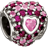 Chamilia Jeweled Heart in Heart Pink CZ Bead