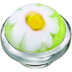 Kameleon White Flower Green Murano JewelPop