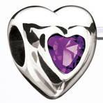Miss Chamilia Heart - February Birthstone CZ Bead