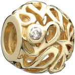 Chamilia Gold Hollow Leaves w/ CZ Bead