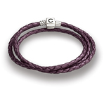 Chamilia Plum Braided Leather Wrap Bracelet