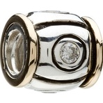 Chamilia Retired Silver and Gold Center CZ Bead