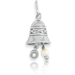 It's Charming Sterling Silver Bell with Pearl & Pink CZ Charm