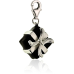 It's Charming Sterling Silver and Black Enamel Present Charm