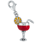 It's Charming Sterling Silver Red and Yellow Lemon Drink Glass Charm