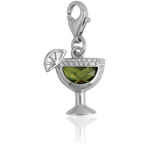 It's Charming Sterling Silver Green CZ Glass with Lime Charm
