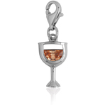 It's Charming Sterling Silver Champagne CZ Glass Charm