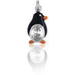 It's Charming Sterling Silver Black & Orange Penguin with CZ Charm