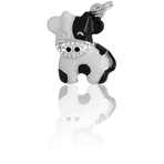 It's Charming Sterling Silver Black & White CZ Cartoon Cow Charm