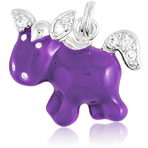 It's Charming Sterling Silver Purple Cartoon Horse with CZ Charm