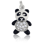 It's Charming Sterling Silver Black and White Panda with CZ Charm