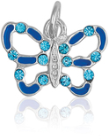 It's Charming Sterling Silver Blue Enamel and CZ Butterfly Charm