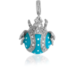 It's Charming Sterling Silver Blue and Clear CZ Bug Charm
