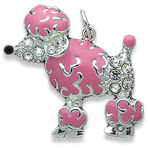It's Charming Sterling Silver Pink Poodle with CZ Charm