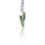 It's Charming Sterling Silver Green and White Rose Charm