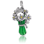 It's Charming Sterling Silver Green and White Bouquet with CZ Butterfly Charm