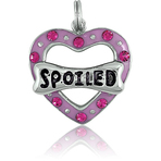 It's Charming Sterling Silver Pink Heart with CZ and "Spoiled" Dog Bone Charm