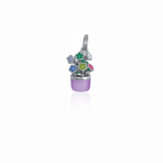 It's Charming Sterling Silver Purple Flowerpot With Multi-Colored flowers Charm