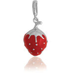 It's Charming Sterling Silver Red Enamel Strawberry Charm