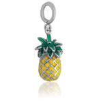 It's Charming Sterling Silver Green and Yellow Pineapple Charm