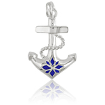 It's Charming Sterling Silver Blue enamel Anchor Charm