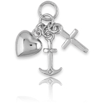 It's Charming Sterling Silver Anchor, Heart, and Cross Charm
