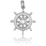 It's Charming Sterling Silver White Ships Wheel with CZ