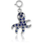It's Charming Sterling Silver Blue and Clear CZ Octopus Charm