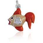It's Charming Sterling Silver Orange and Yellow Fish with CZ
