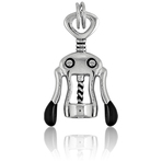 It's Charming Sterling Silver Black Corkscrew Opener Charm