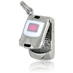 It's Charming Sterling Silver Pink and White Flip Phone Charm