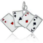 It's Charming Sterling Silver 4 Aces with Enamel Charm