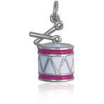 It's Charming Sterling Silver Pink and White Drum Charm