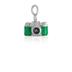 It's Charming Sterling Silver Green and Black Camera with CZ Charm
