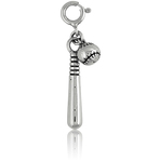 It's Charming Sterling Silver Baseball and Bat Charm