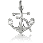 It's Charming Sterling Silver CZ Anchor with Rope Charm