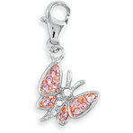It's Charming Sterling Silver Pink Butterfly CZ Charm
