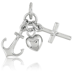 It's Charming Sterling Silver Hanging Heart, Anchor and Cross Charm