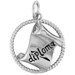 It's Charming Sterling Silver Circle with "Diploma" Charm