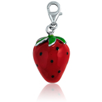 It's Charming Sterling Silver Green Red Strawberry Charm