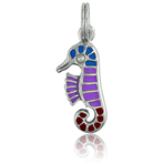 It's Charming Sterling Silver Blue, Purple and Red Seahorse Charm