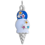 It's Charming Sterling Silver Blue and White Ice Cream Cone with CZ